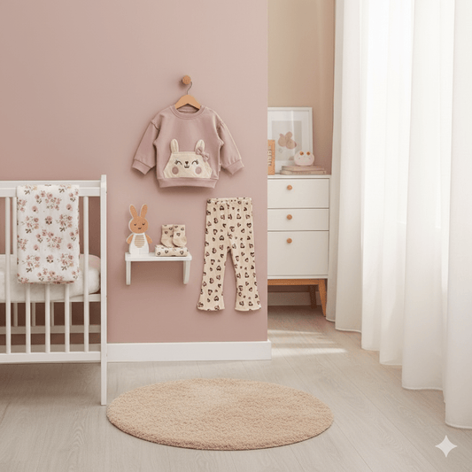 🧸 Tatlı Ayıcık Nakışlı Kalp Baskılı 2'li Bebek Takım
