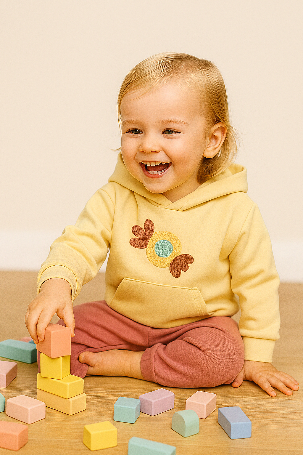 KAKTÜS TEMALI KANGURU CEPLİ KAPÜŞONLU TAKIM