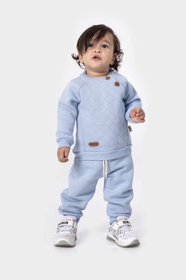 Kapitone, Nakışlı Düğme Detaylı Kışlık Bebek Takımı