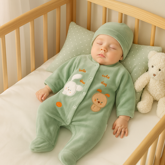 Mint Dream Bunny & Bear Kadife Bebek Tulum Seti