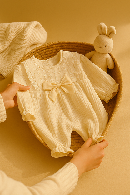 KIZ BEBEK FİYONK DETAYLI BEBE TULUM