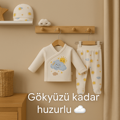 ☁️ Bulutlu Güneş Masalı Bebek Zıbın Takım ☀️