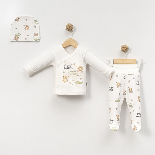 🌿 Mini Jungle Dostları Bebek Zıbın Takım 🦁🐼