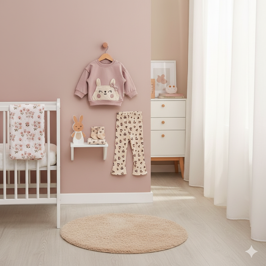 🧸 Süßes 2-teiliges Baby-Set mit Bärenmotiv und Herzstickerei