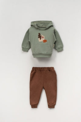 🐿️🌿 Cozy Nature Kapüşonlu 2’li Bebek Takım