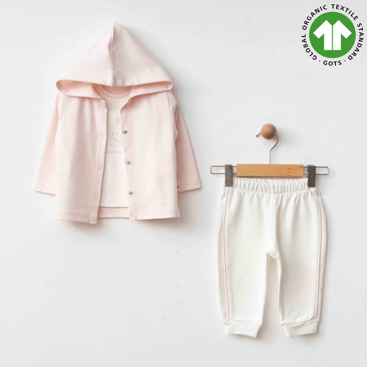 LOVE MOM ORGANİK 3'LÜ KIZ BEBEK TAKIMI