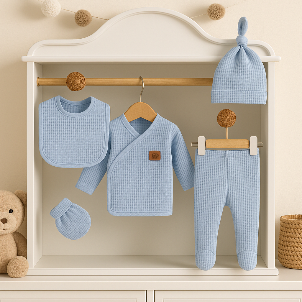 🌿 5-teiliges Baumwollwaffel-Set – 0-3 Monate 🌿