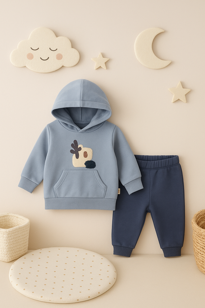 🐿️🌿 Cozy Nature Kapüşonlu 2’li Bebek Takım