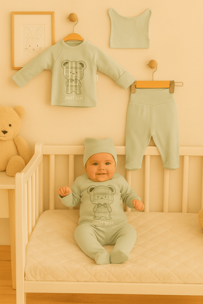🧸 Minty Sweet Bear 3’lü Bebek Hastane Çıkışı Seti