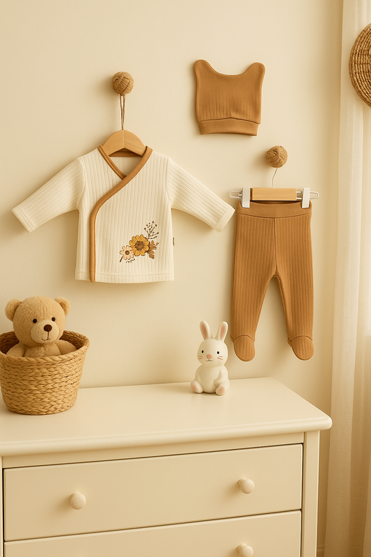 🌿 3-teiliges Body-Set mit natürlichem Blumenmuster