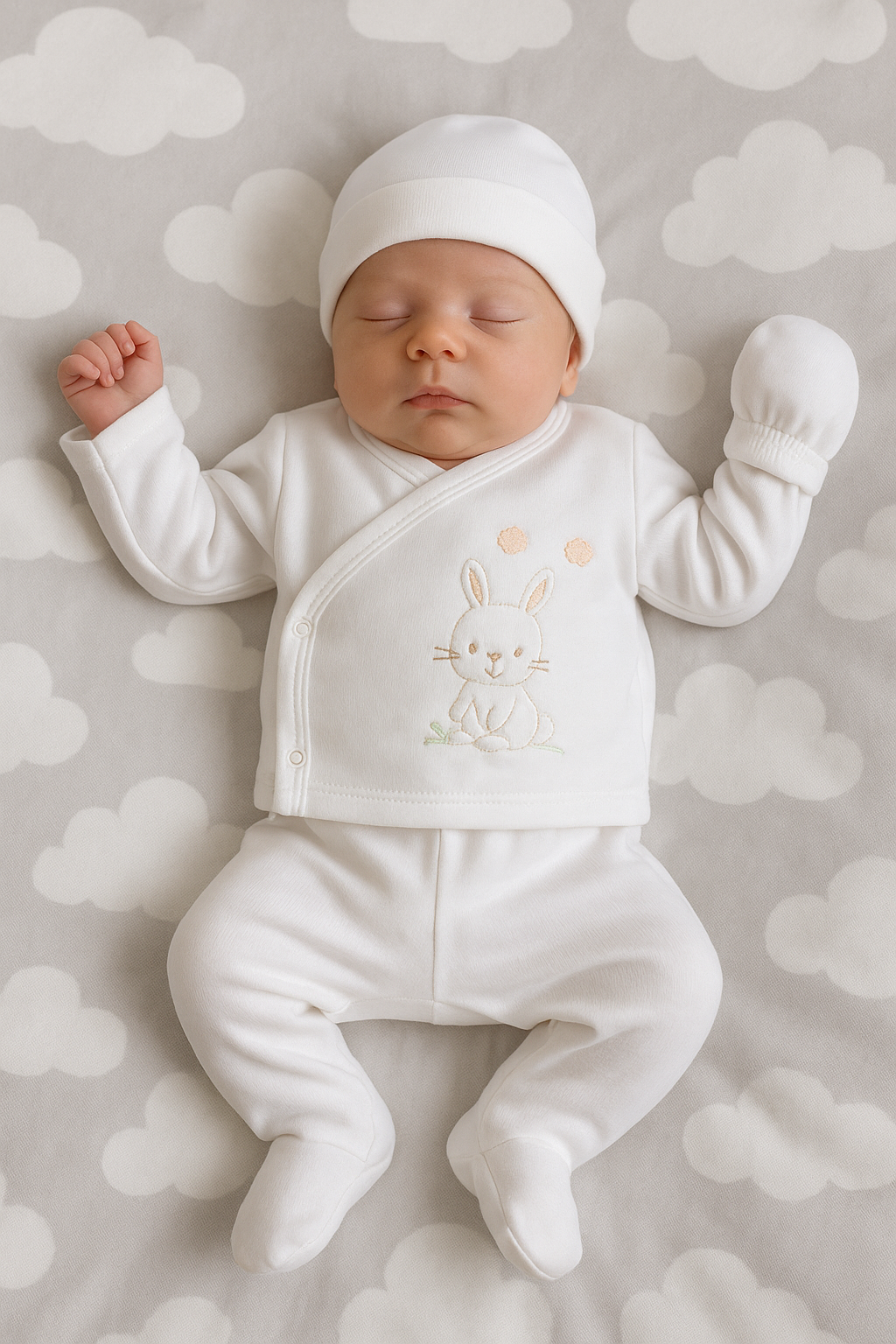 🍼 5 Parça Tavşan Nakışlı Hastane Çıkış Seti