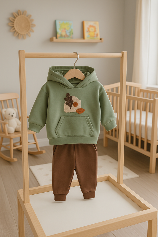 🐿️🌿 Cozy Nature Kapüşonlu 2’li Bebek Takım