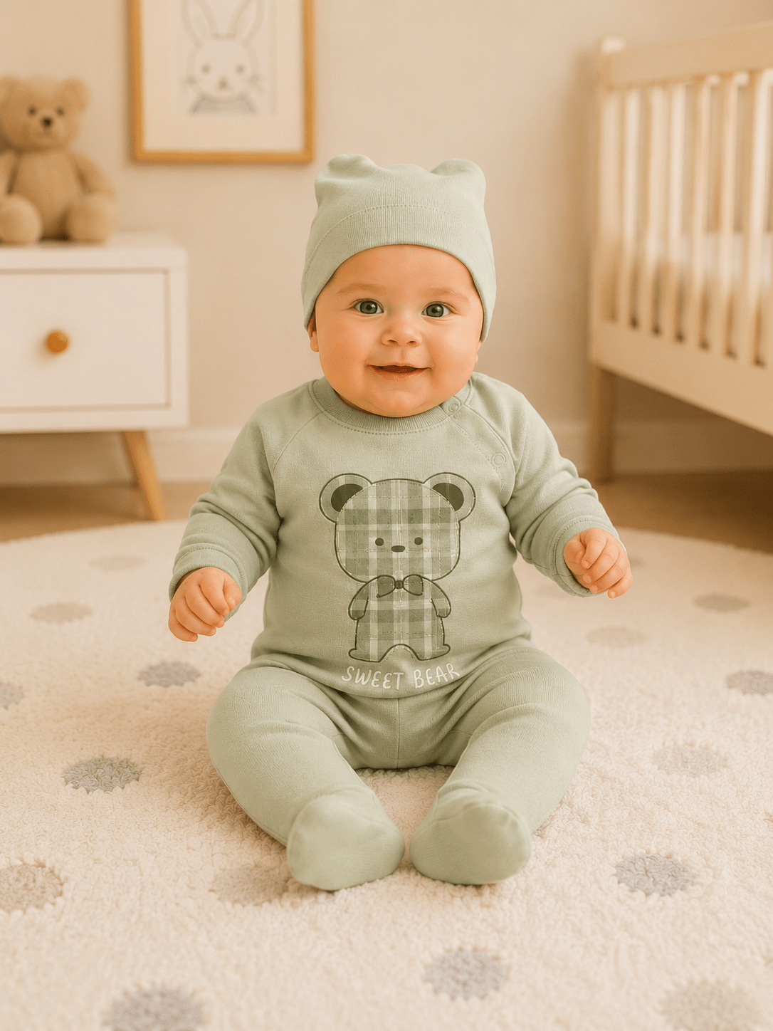 🧸 Minty Sweet Bear 3’lü Bebek Hastane Çıkışı Seti