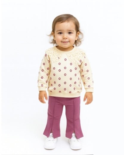 DANTEL YAKA ÇİÇEKLİ 2'Lİ BEBE TAKIMI