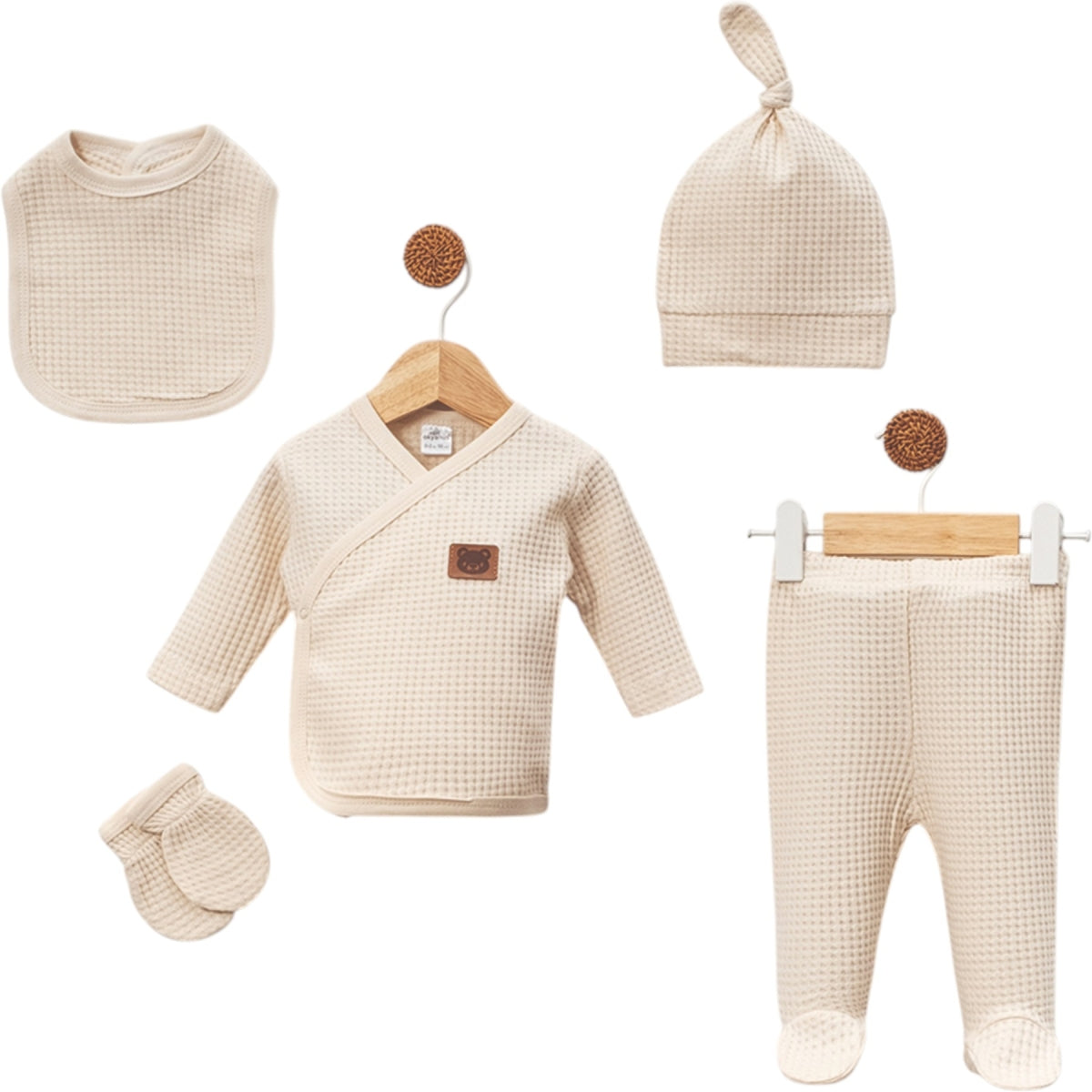 🌿 5-teiliges Baumwollwaffel-Set – 0-3 Monate 🌿