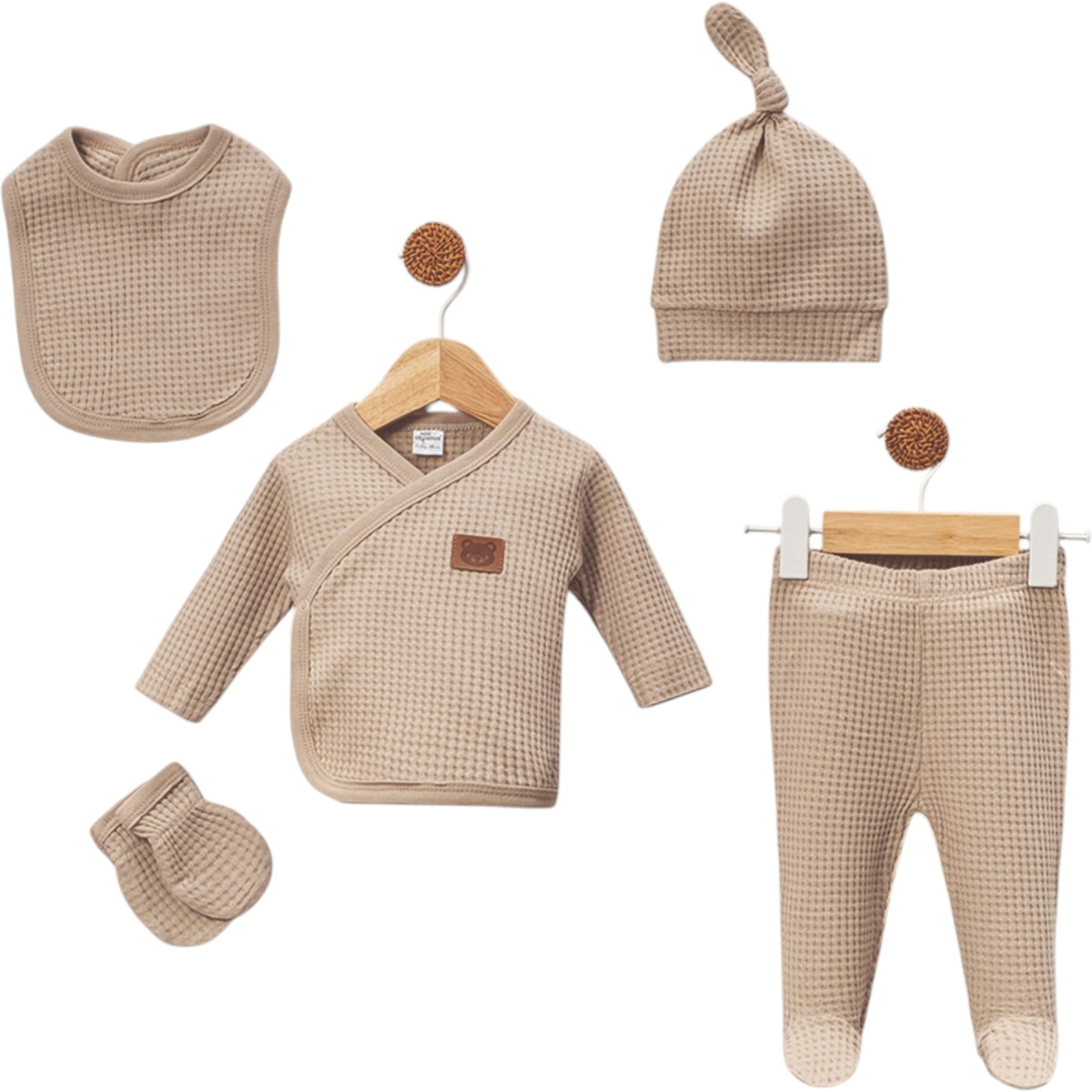 🌿 5-teiliges Baumwollwaffel-Set – 0-3 Monate 🌿