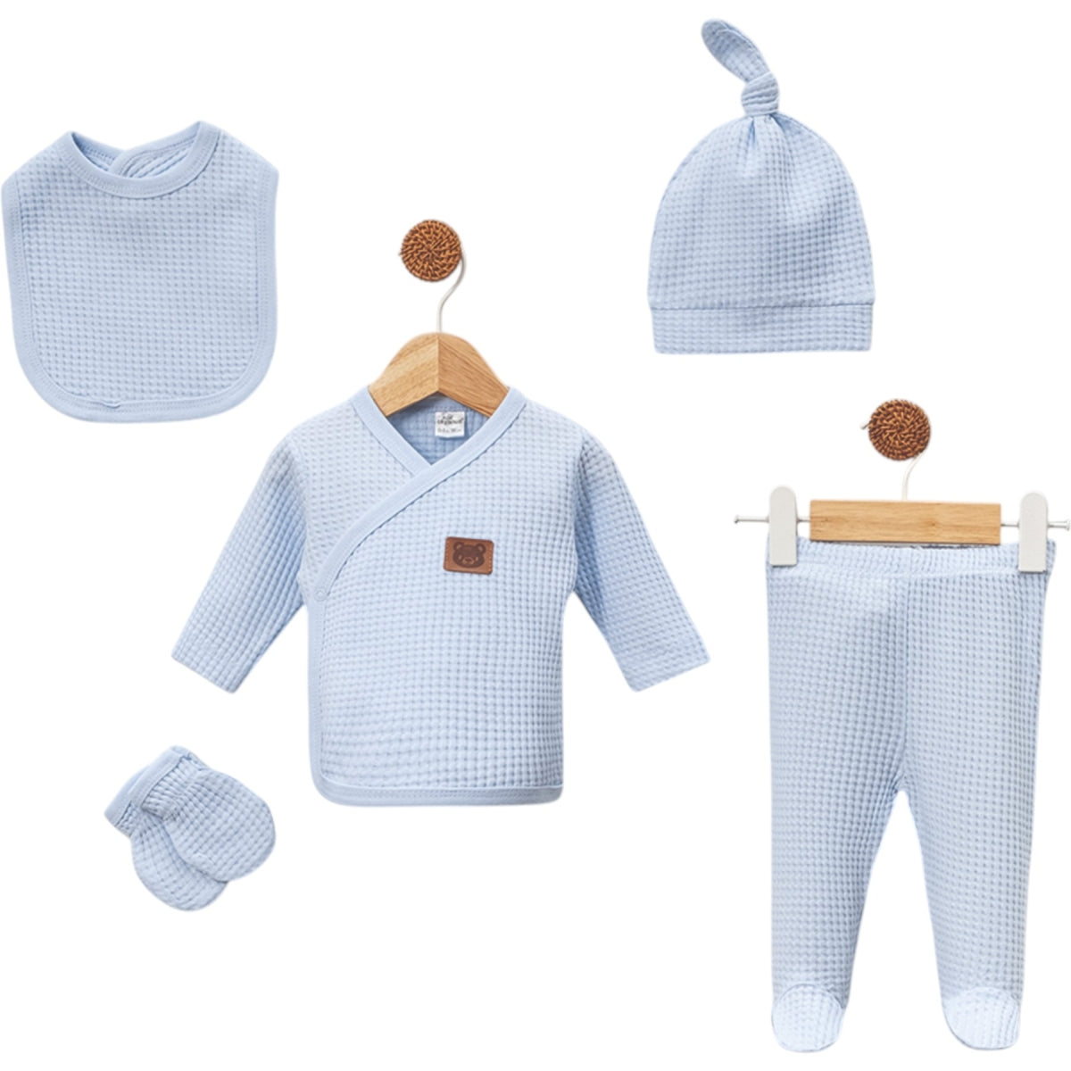 🌿 5-teiliges Baumwollwaffel-Set – 0-3 Monate 🌿