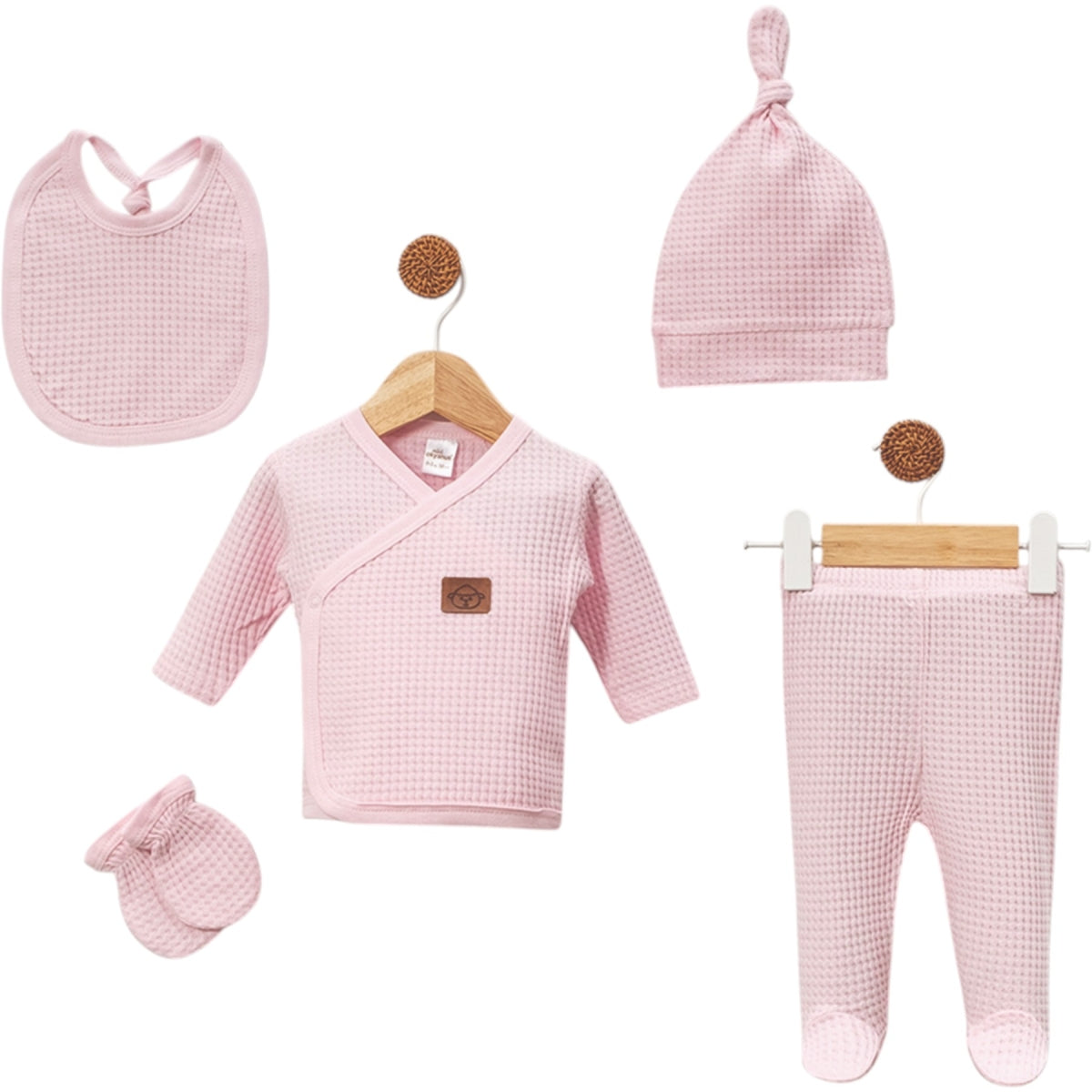 🌿 5-teiliges Baumwollwaffel-Set – 0-3 Monate 🌿