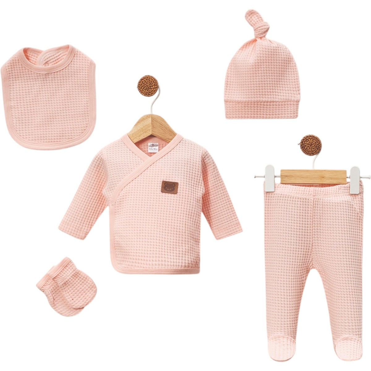 🌿 5-teiliges Baumwollwaffel-Set – 0-3 Monate 🌿