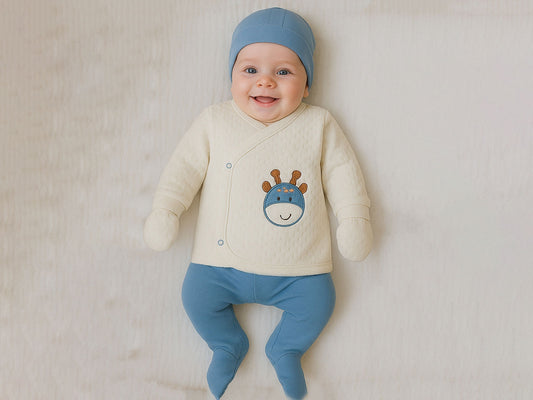 Blaues Giraffenlächeln 5-teiliges Bodysuit-Set 🦒