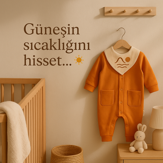 ☀️Golden Wave Güneş Nakışlı %100 Pamuk Bebek Tulum